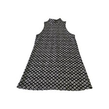 Zara Trafaluc Winter Shift Tunic Dress Women Blk Wht Mini Mock Neck Geometric 
