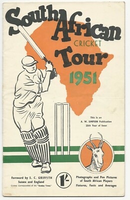 South African Cricket Tour 1951 Fully Signed Programme 15 Autographs ...