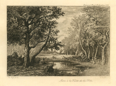 Narcisse Virgile Diaz etching ''Mare a la Vallee de la Sole''