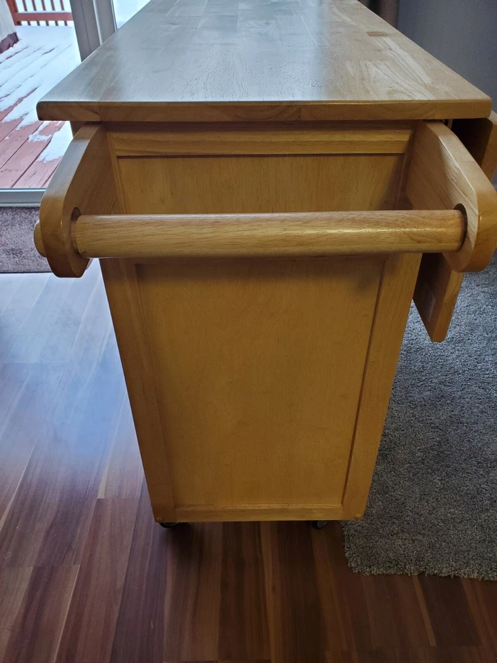 Carro de cocina Homestyles General Line, barra rápida Drop Leaf B, 54 pulgadas de ancho, natural Foto 4 de 4