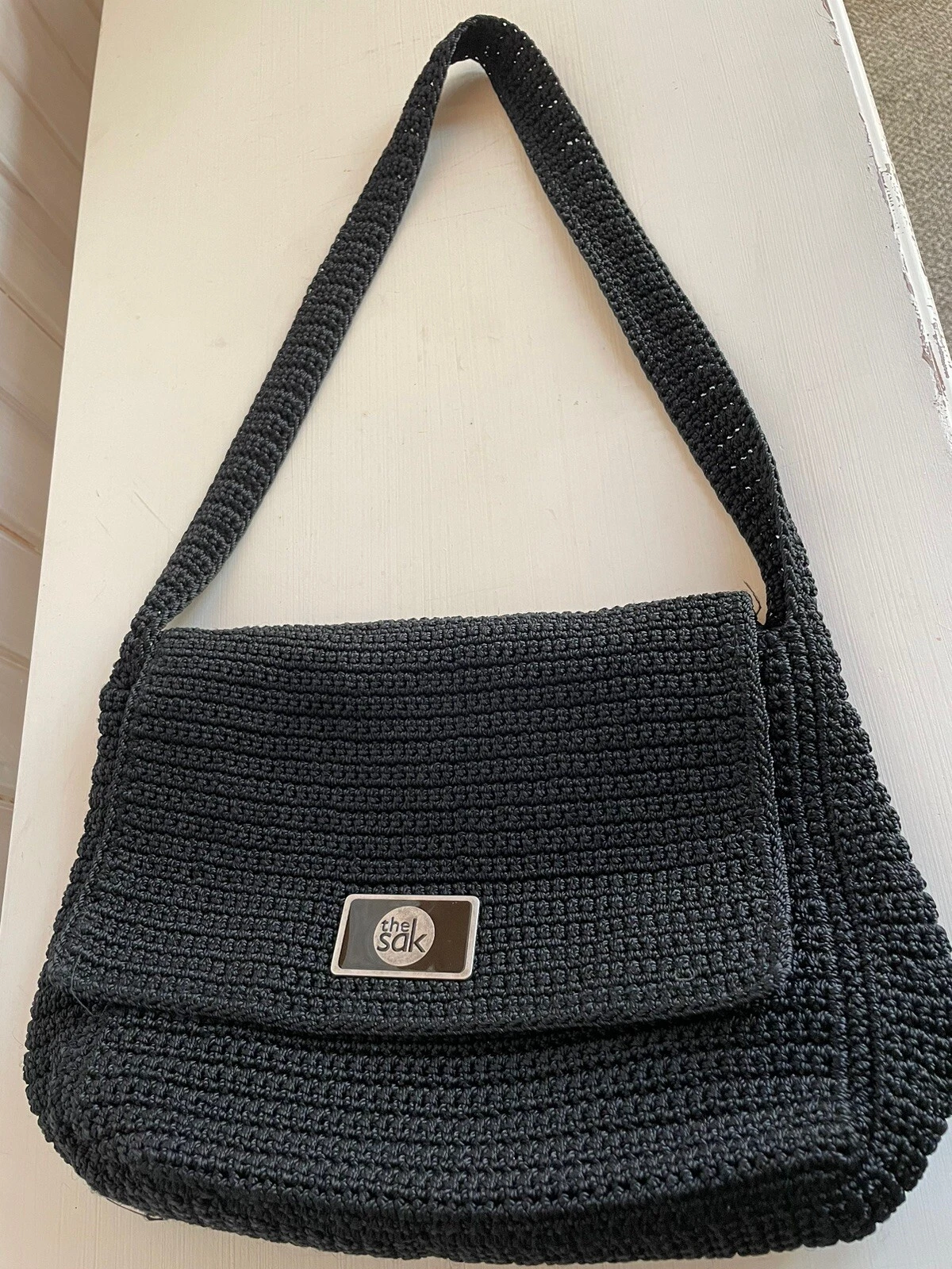 The Sak borsa a tracolla boho all'uncinetto nera