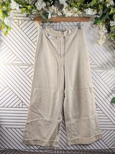 ZARA WOMAN Tan Cropped Slight Flare Pants High Waist Buttons Cross Waist Size 4