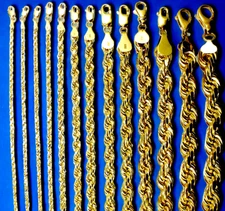 14K Yellow Gold SOLID Rope Chain Necklace Bracelet Diamond Cut 4mm-12mm 7"-30"