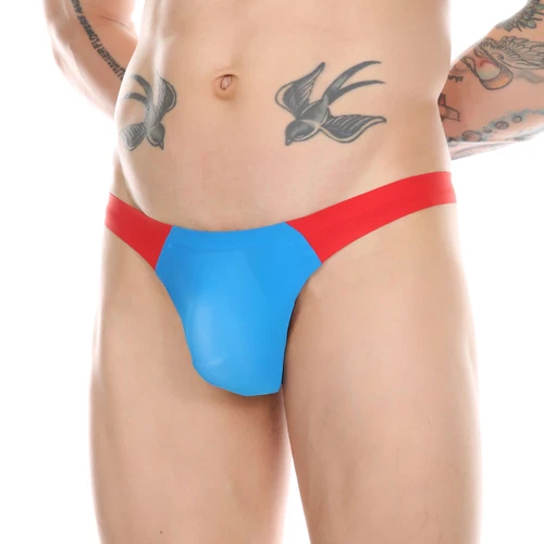 Men Ice Silk Thongs Briefs Sexy T-Back Patchwork Underwear G-String Panties❤ - Picture 6 of 47