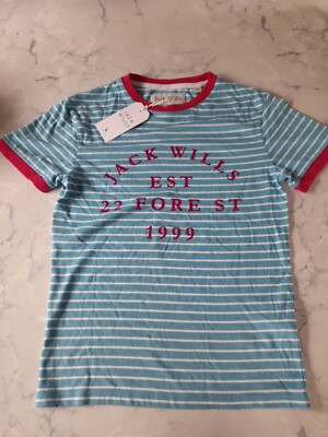 Ladies Jack Wills T-Shirt Size 8 Small Light Blue & Hot Pink Brand New Genuine