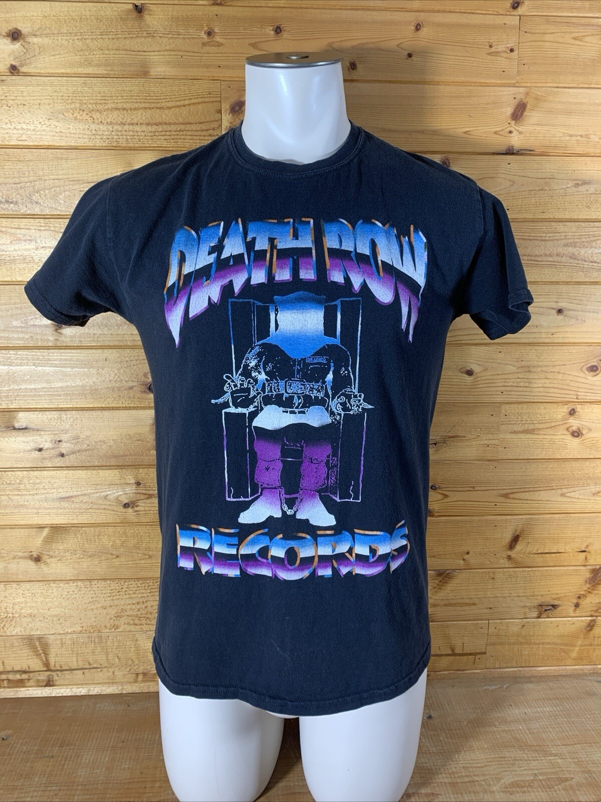 FILA T shirt grafica Death Row Records retrò anni 90 ristampa nera giunzione increspata piccola