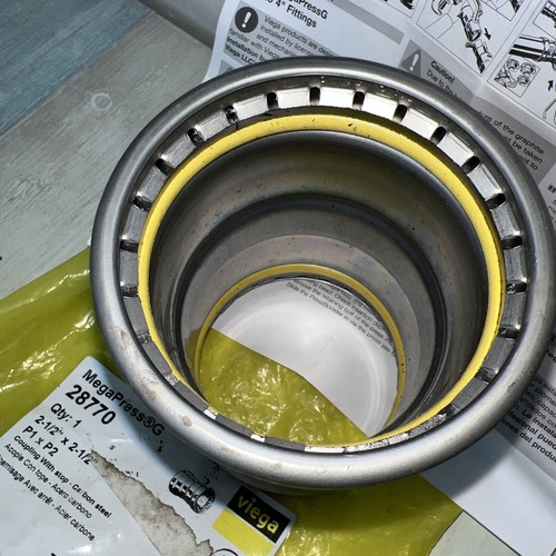 Viega Mega Press Coupling w/Stop P1xP2 Press Carbon Steel 2-1/2" x 2-1/2" 28770 - Picture 5 of 11