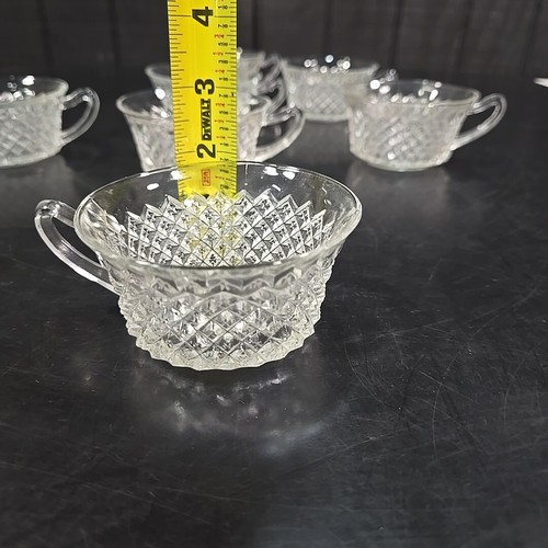 (7) Miss America Tea Coffee Cups Clear Glass USA 1930s Depression Anchor Hocking - Picture 16 of 17