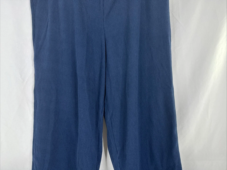 Pantalones de salón QVC Cuddl Duds acanalados de lana pierna ancha para mujer talla L azul NUEVO Foto 4 de 4