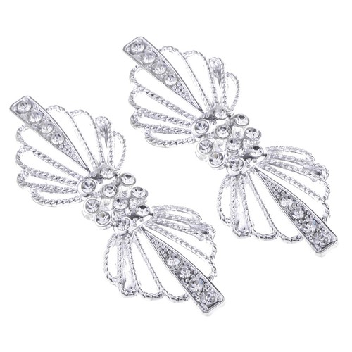 Prettyia 2 x Crystal Wedding Closure Hook & Eye Clasp Sewing Supplies Silver - Picture 12 of 12