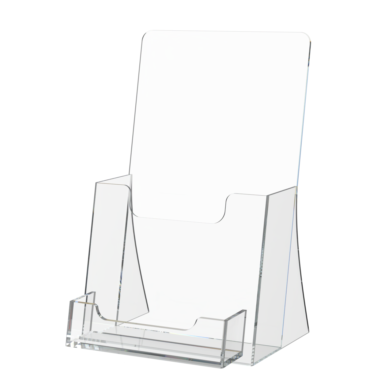 Tri-Fold Brochure Holder with Business Card Pocket Counter Display Stand