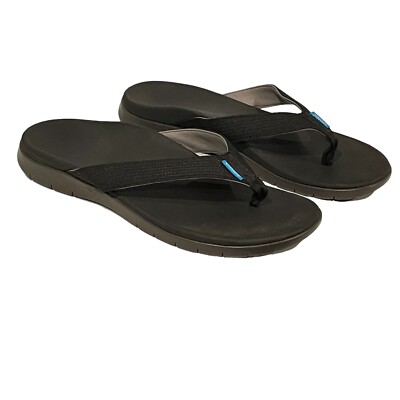 Vionic Thong Flip Flops Mens Black Islander Toe Post Leather