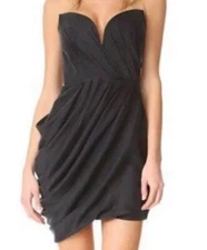 Zimmermann Strapless Midi Dress 100% Silk Y2K Party Black Size 1