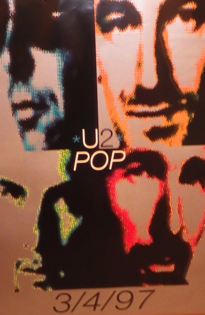 MUSIC POSTER~U2 POP 1997 3/4/97 Band Faces 23x35 NOS Vintage