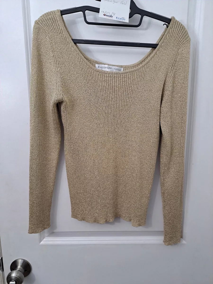 Ballinger Gol Stretch Metalic Knit Sweater Long Sleeve Size M eBay