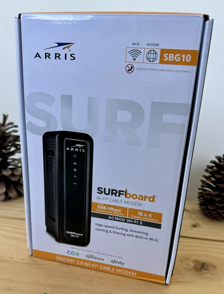 ARRIS SURFboard SBG10 Dual Band AC1600 Docsis 3 WIFI Cable Modem & Router In One - Image 2 of 4