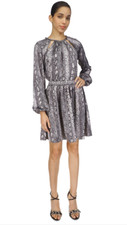 Michael Michael Kors Women Snakeskin Print Chain Neck Dress Black Multi Size L