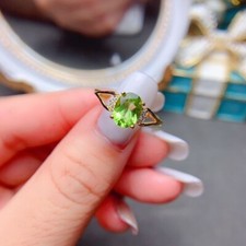 2Ct Oval Cut Simulated Peridot Solitaire Women's Ring 14K Yellow Gold Plated