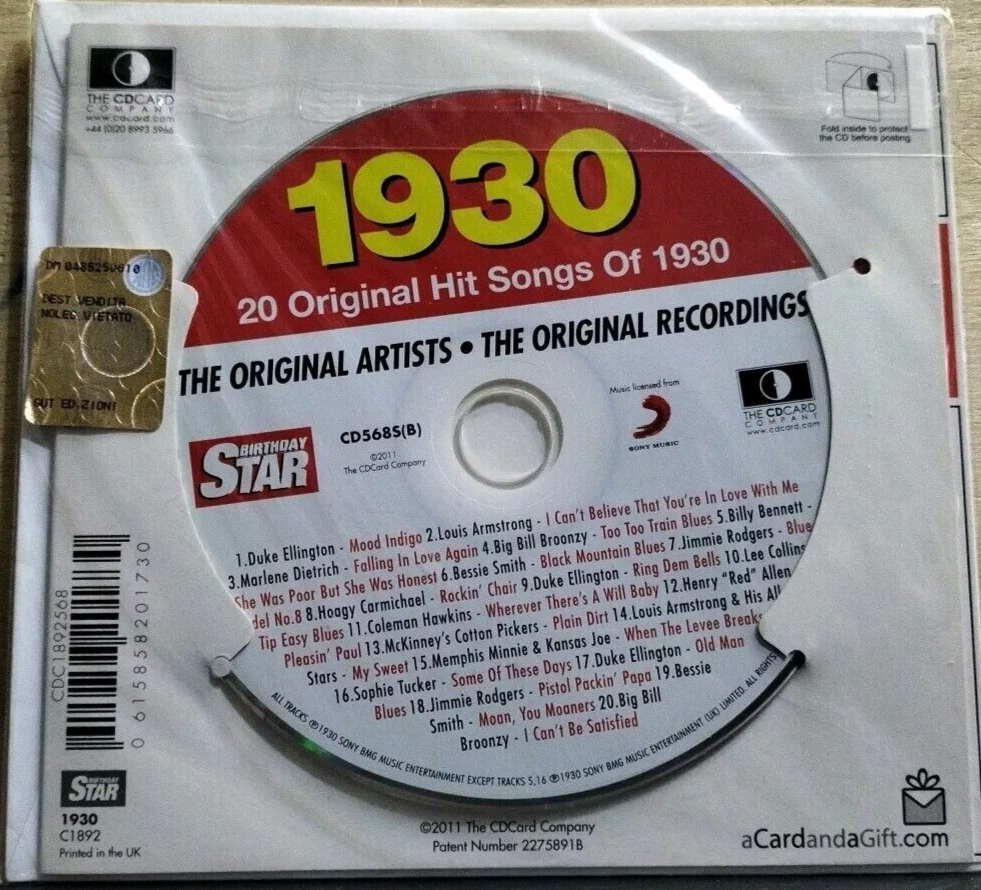 1930 CD SIGILLATO - ELLINGTON ARMSTRONG DIETRICH RODGERS BROONZY BENNETT SMITH