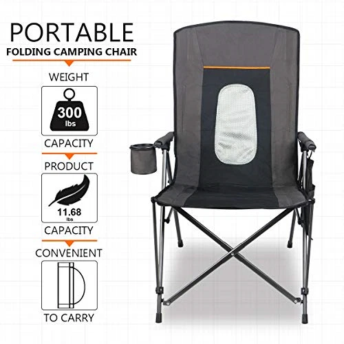 Portal oversized quad folding camping chair high back cup holder hard armrest storage pockets carry bag included new arrivals