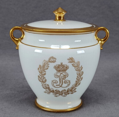 Sevres Louis Phillipe Service Des Bals Gold Monogram Sugar Bowl Circa 1845