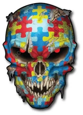 Autism Awareness Puzzle Skull decal sticker Car Truck Window Bumper 3M Ribbon