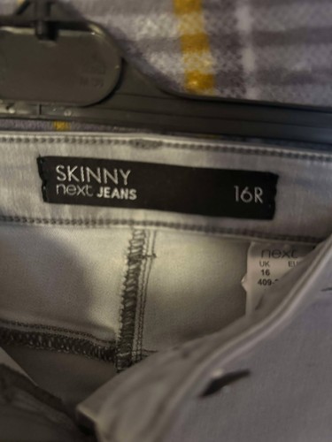 Next Skinny Jeans Size 16R Grey Slim Stretch Fit Denim Free UK Tracked Post - Picture 2 of 3
