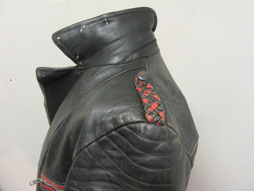 VINTAGE 70'S GERMAN LEATHER PERFECTO MOTORCYCLE JACKET SIZE UKM - Picture 13 of 24