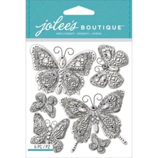 Crafts Stickers Jolee's Bling Butterflies Silver 3D Gems Butterfly
