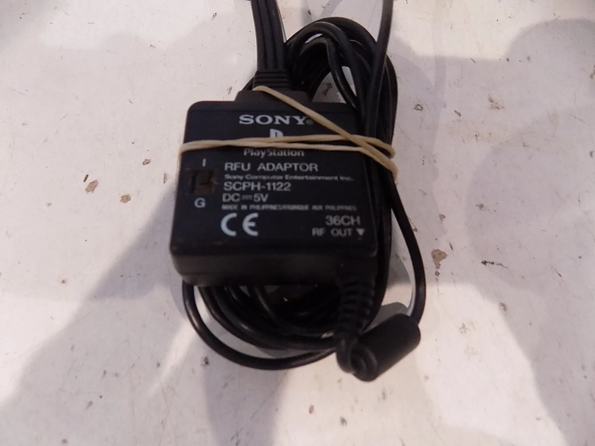 Adaptador RFU Oficial Sony PlayStation 1 PS1 SCPH-1122 Negro Genuino Funcionando