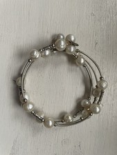 Laura Ashley Freshwater Cream Pearl Silver Wrap Bracelet, VINTAGE,
