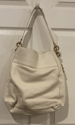 Furla Made In Italy Ivory Genuine Leather Snap/Pull String Shoulder Bag EUC - Picture 3 of 8