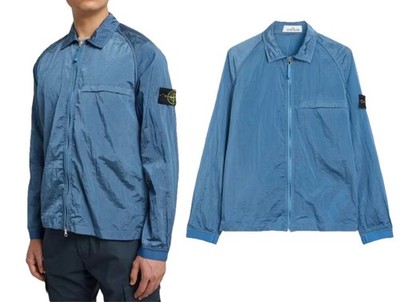 Stone Island Herren Packable Metal Overshirt Zip Nylon Blau Übergangsjacke Neu UK-M