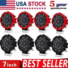 Led Work Round Light Bar Flood Pods Offroad Driving Fog Lamp Suv 4wd Truck 7inch