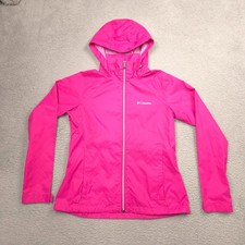 Columbia Switchback II Jacket Hooded Packable Nylon Womens M Fuchsia Windbreaker