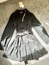 Black Blazer Tie Belt Collar Skater Dress Size 4  Smart Workwear Formal Office