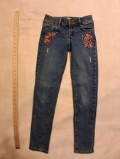 SO Girls Skinny Jeans Blue Size 12 Floral Embroidered Denim