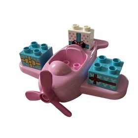 LEGO Duplo Minnie Mouse Pink Airplane W/Propeller & Present/Gift Bricks Set of 4