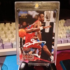 Fleer Allen Iverson 1996-97 #235 Autographed Rookie Card. rookie card picture