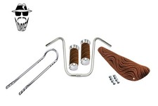 Juego de manillar en U original Lowrider 16" para bicicleta + asiento/agarres de terciopelo marrón barra Sissy.