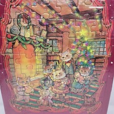 Early Christmas Morning Cats Kittens 60 Piece Puzzle 14" x 10" NIP Vintage