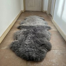 Double Pelt Sheepskin Rug Gray Genuine Sheep Skin 2 x 6 Natural Grey Fur Rug