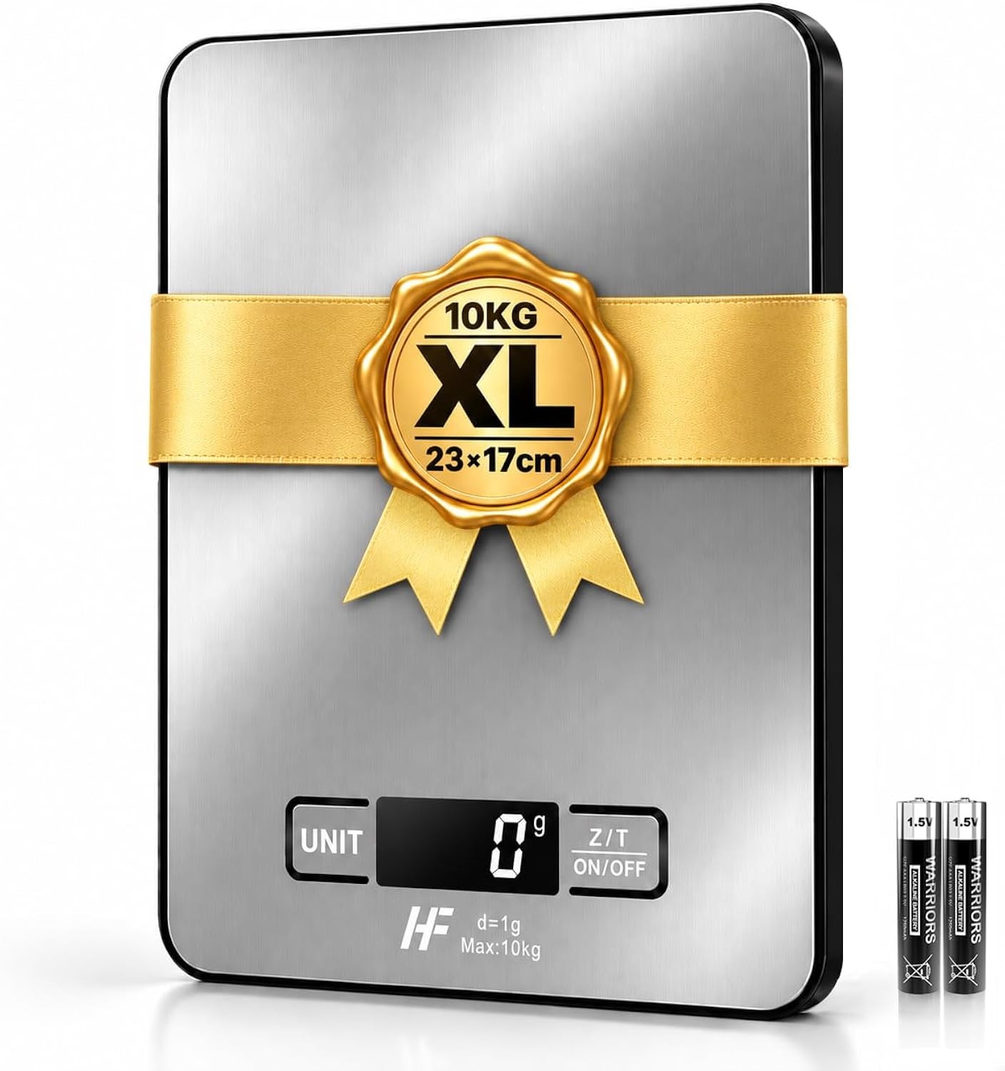 HomeFashion Large 23x17cm 10kg 1g Digital Kitchen Scales Food Scale Stainless Steel Surface With Backlit LCD Display Multifunction for Home Office Use - Image 4