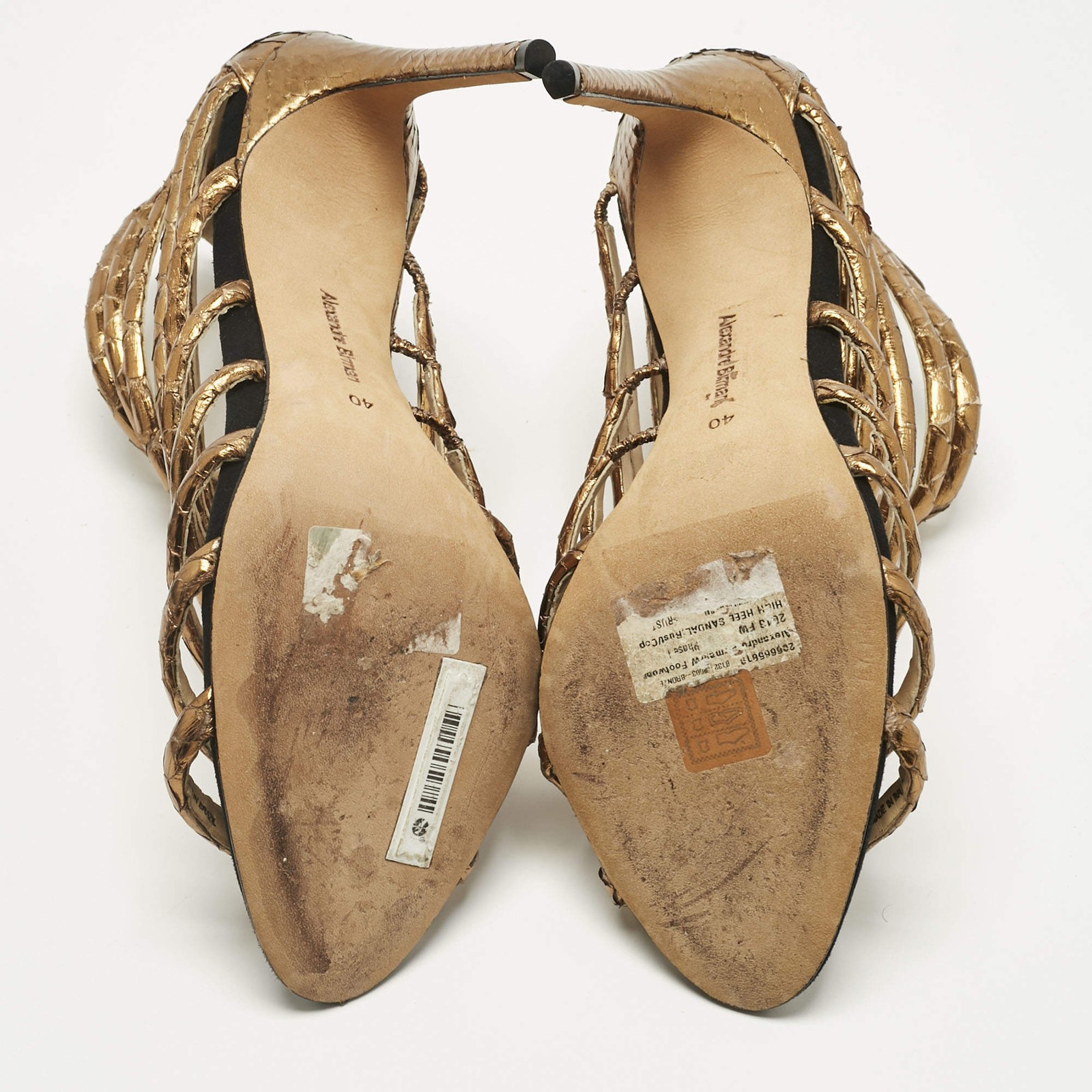 Alexandre Birman Gold Python Embossed Leather Cag… - image 6