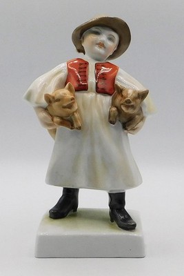 Vintage Herend Hungary Hand Painted Porcelain Figurine #5497 Pig Stealer Signed