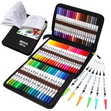 ZSCM Art Duo Tip Brush Markers Set, 60 Colors Fine Brush Tip Artist Drawing Pens