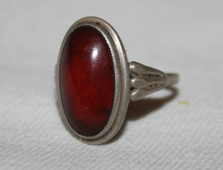 schöner 800er Silber Ring Bernstein Art Déco (12)