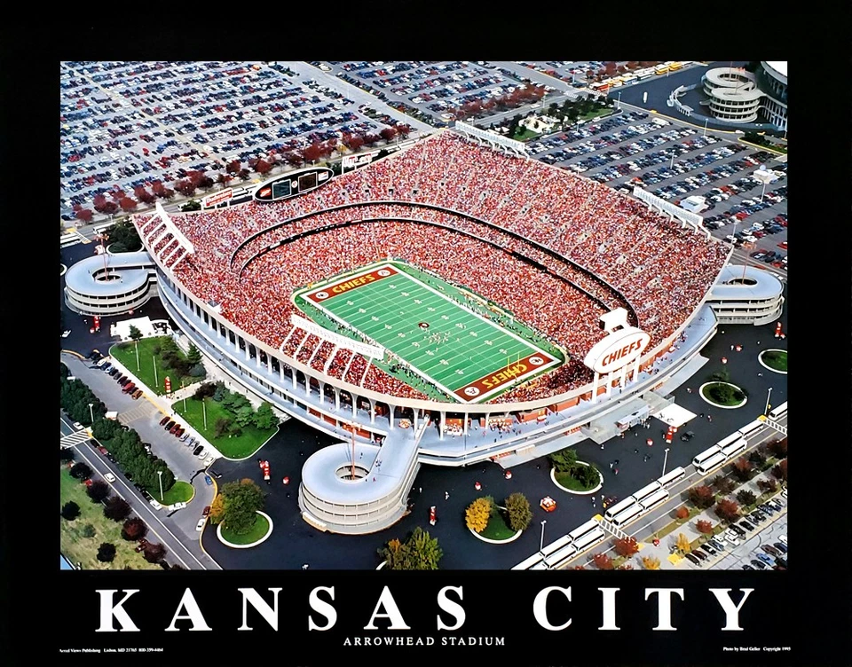 SPORTS POSTER WAREHOUSE Arrowhead Stadium KANSAS CITY CHIEFS GAMEDAY AERIAL Premium 22x28 POSTER Print