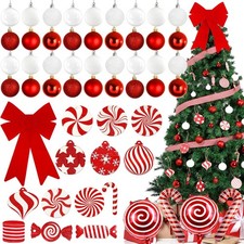 92Pcs Candy Cane Christmas Decorations Set Candy Cane Hanging Tree Ornaments ...