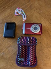 Canon PowerShot A3100 IS Red 12.1MP Digital Camera Used Condition Tested Read